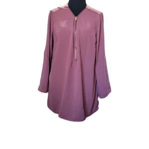 Rue 21 Womens L Mauve Long Sleeve Business Casual Tunic Blouse